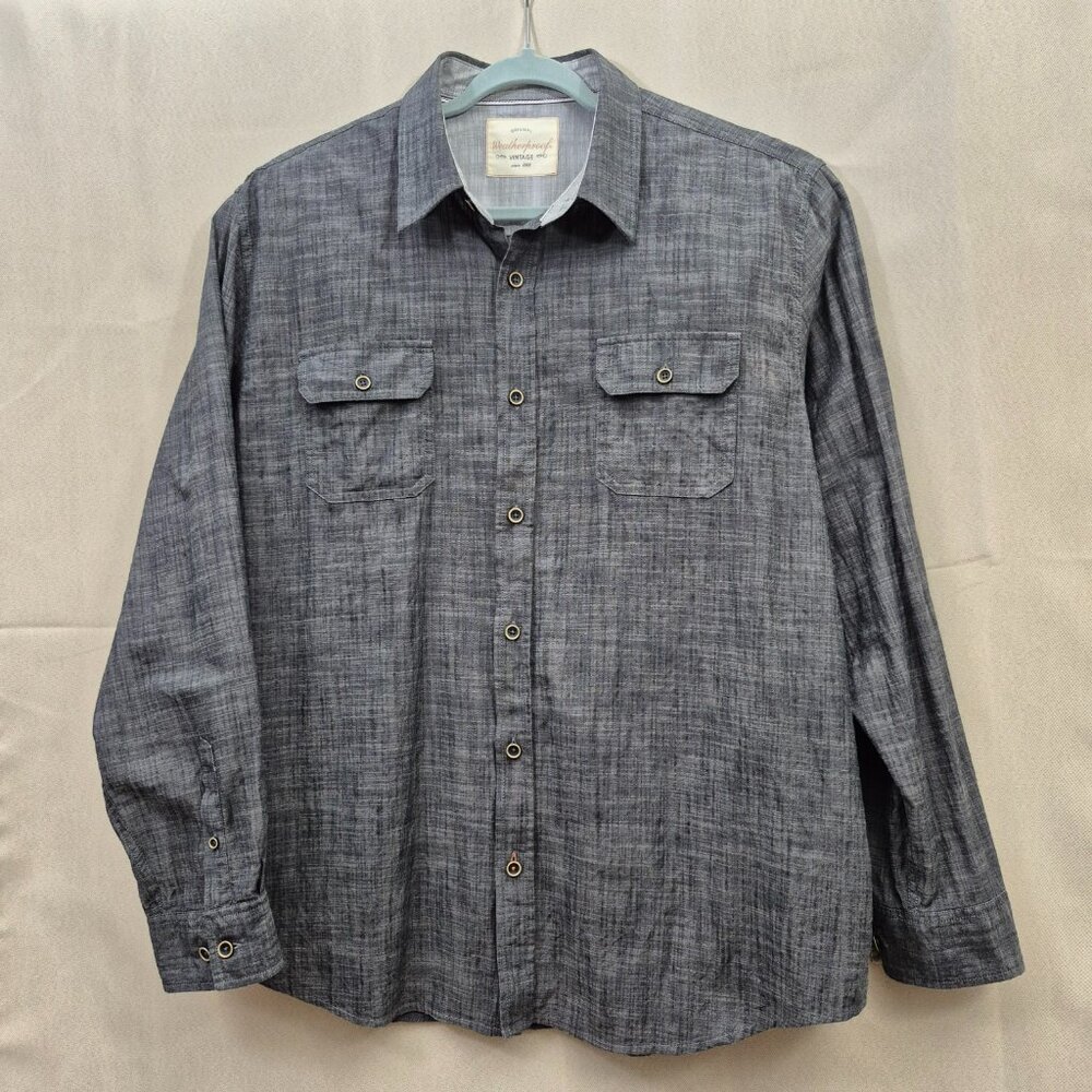 Original Weatherproof Vintage 2XL Button Down Long Sleeve Dress Shirt Gray